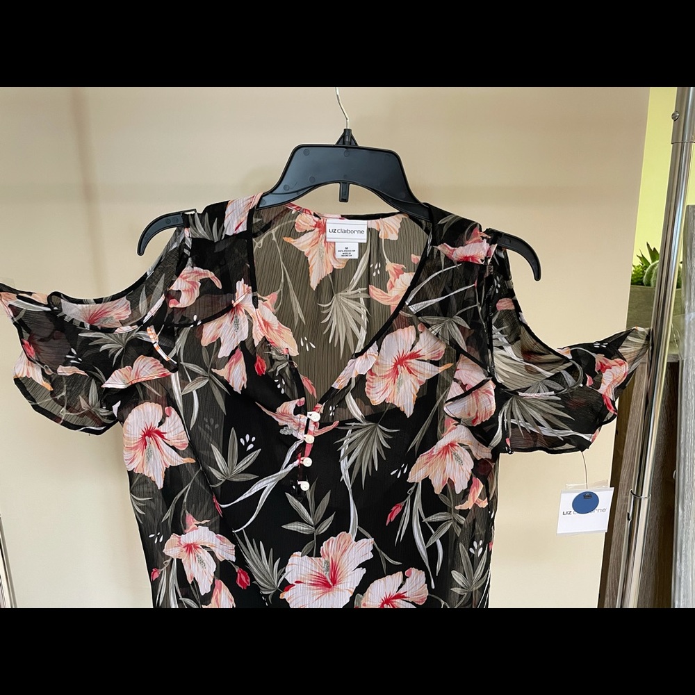 Tropical Cold-Shoulder Blouse